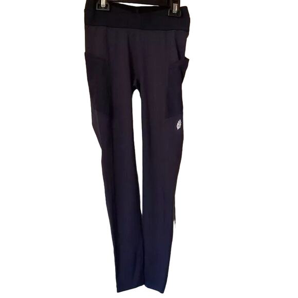 New Free People FP Movement BARRE Leggings In X-SMALL Blue Stretchy Mesh - Picture 2 of 3